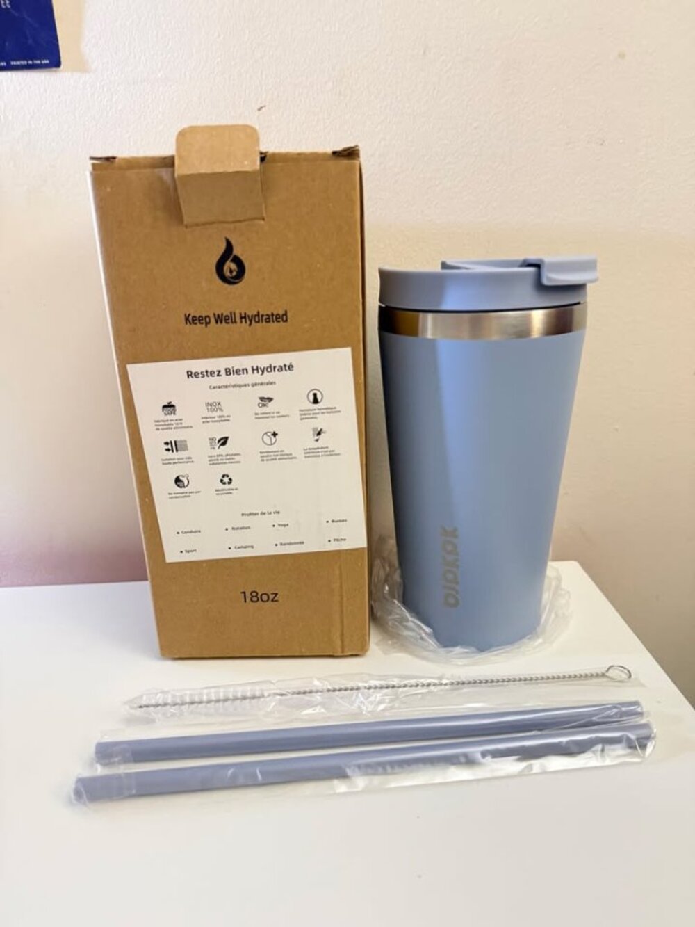 BJPKPK 18oz Stainless Steel Insulated Tumbler with lid and Straw